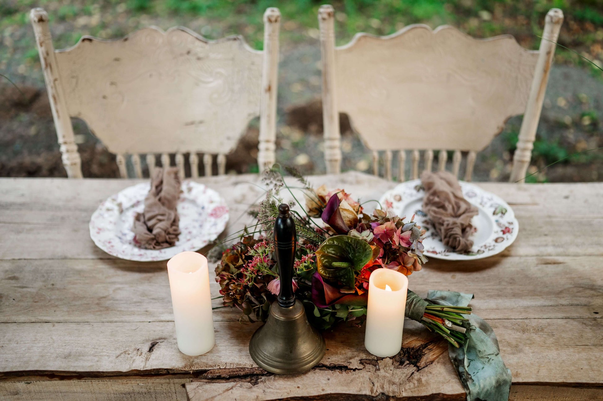 Rustic bouquet with burgundy dahlia, hydrangea, Queen Anne’s lace, and wildflower accents — Kvetka Flower Portland