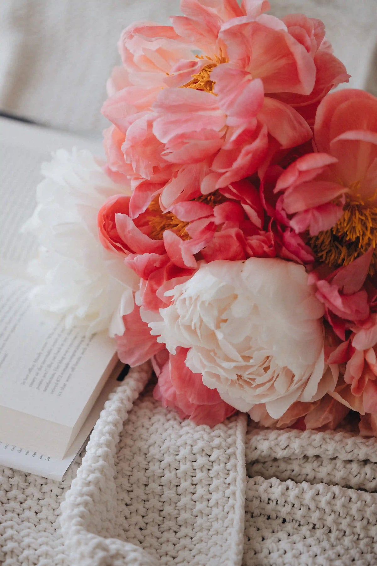 Bright and natural mono peony bouquet with locally grown flowers
