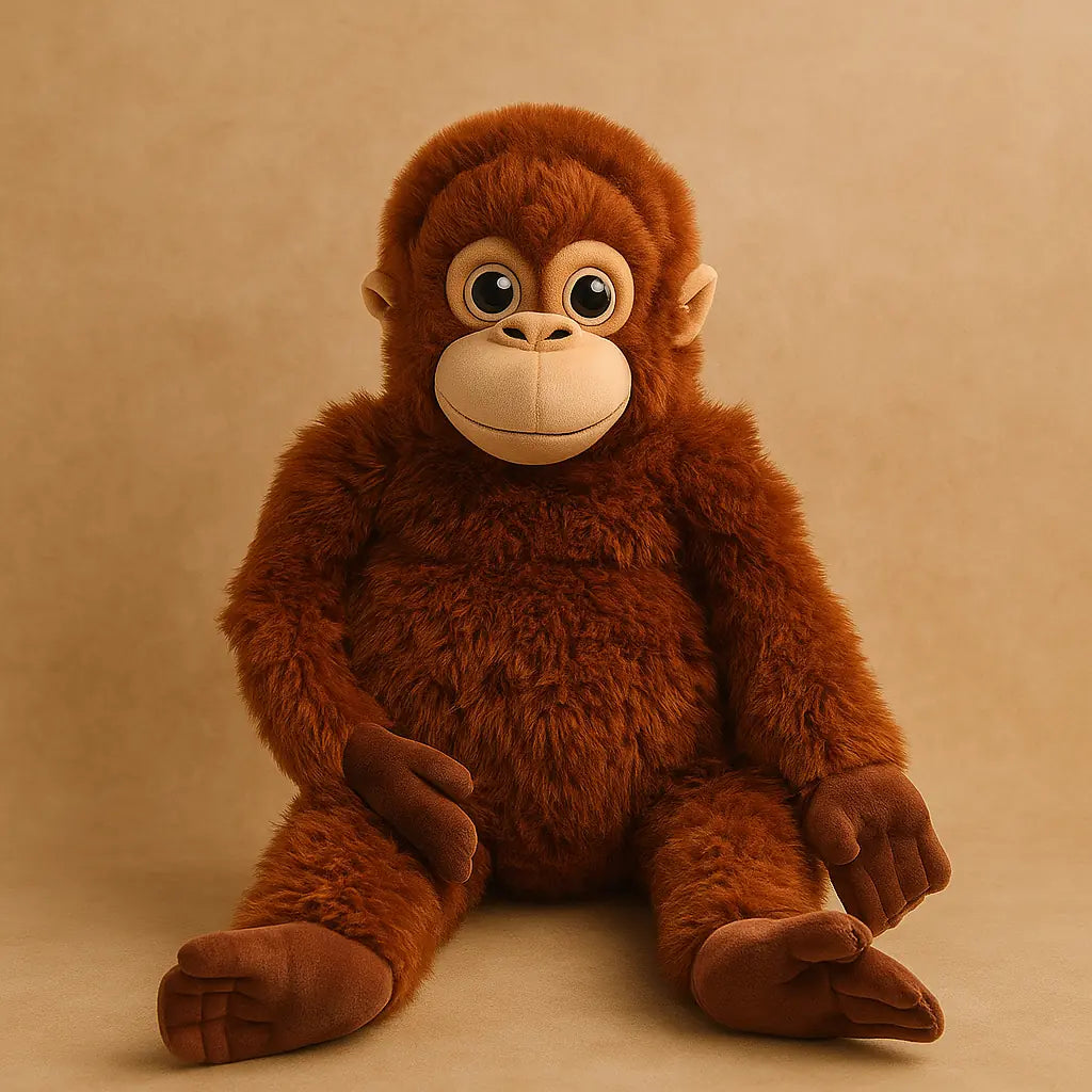 Soft plush toy monkey sitting with a friendly face – Kvetka Flower, Portland OR
