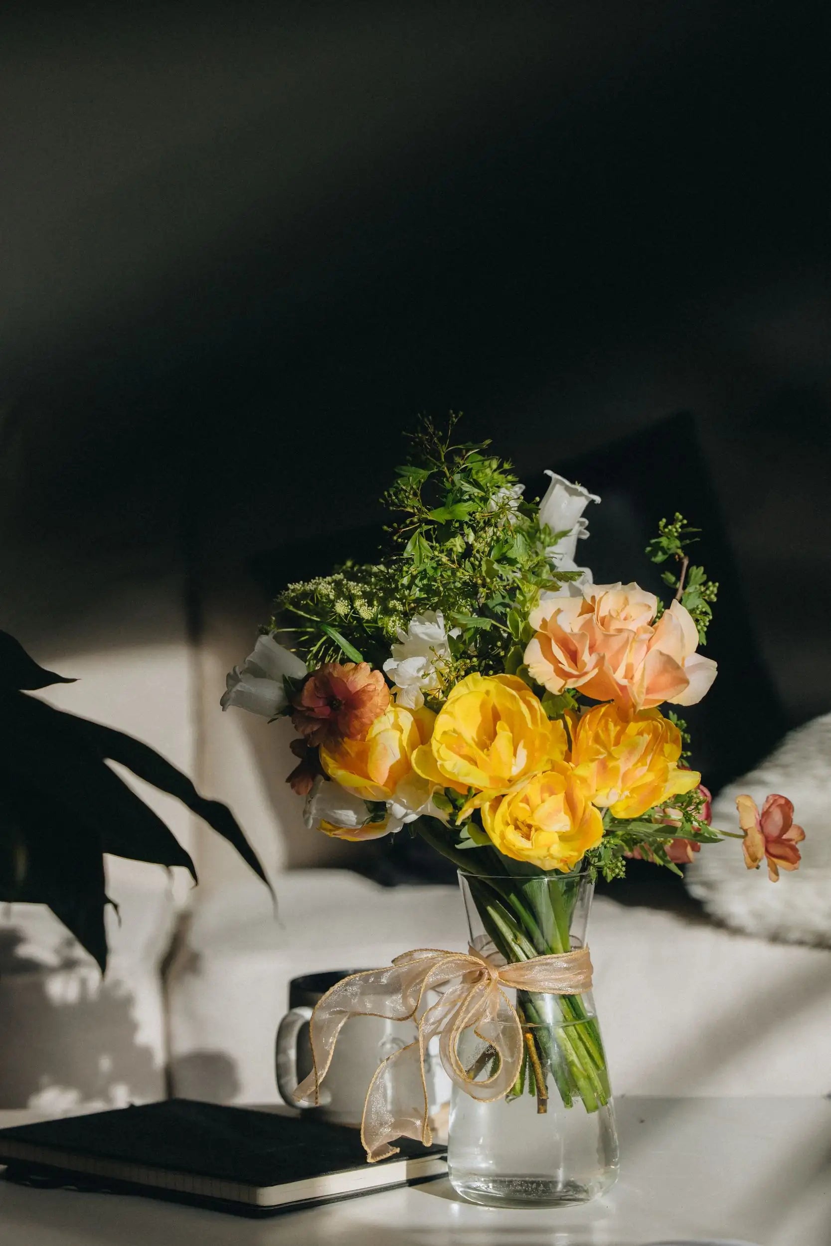 Custom flower bouquet small with seasonal blooms in natural sunlight Portland flower delivery Kvetka Flower