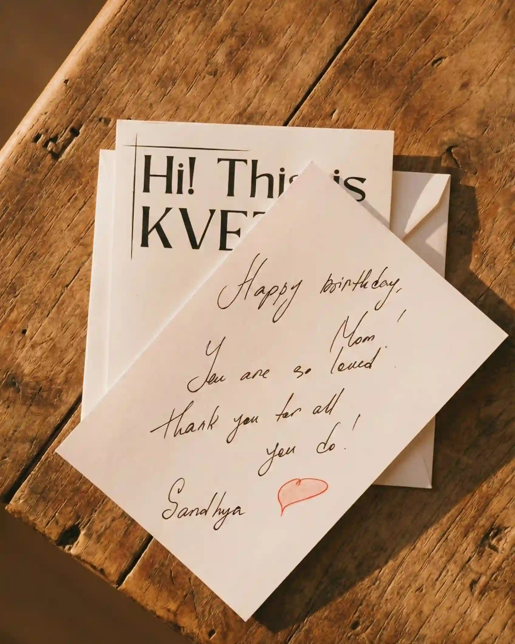 Handwritten birthday greeting card with envelope included free with Kvetka Flower bouquet delivery