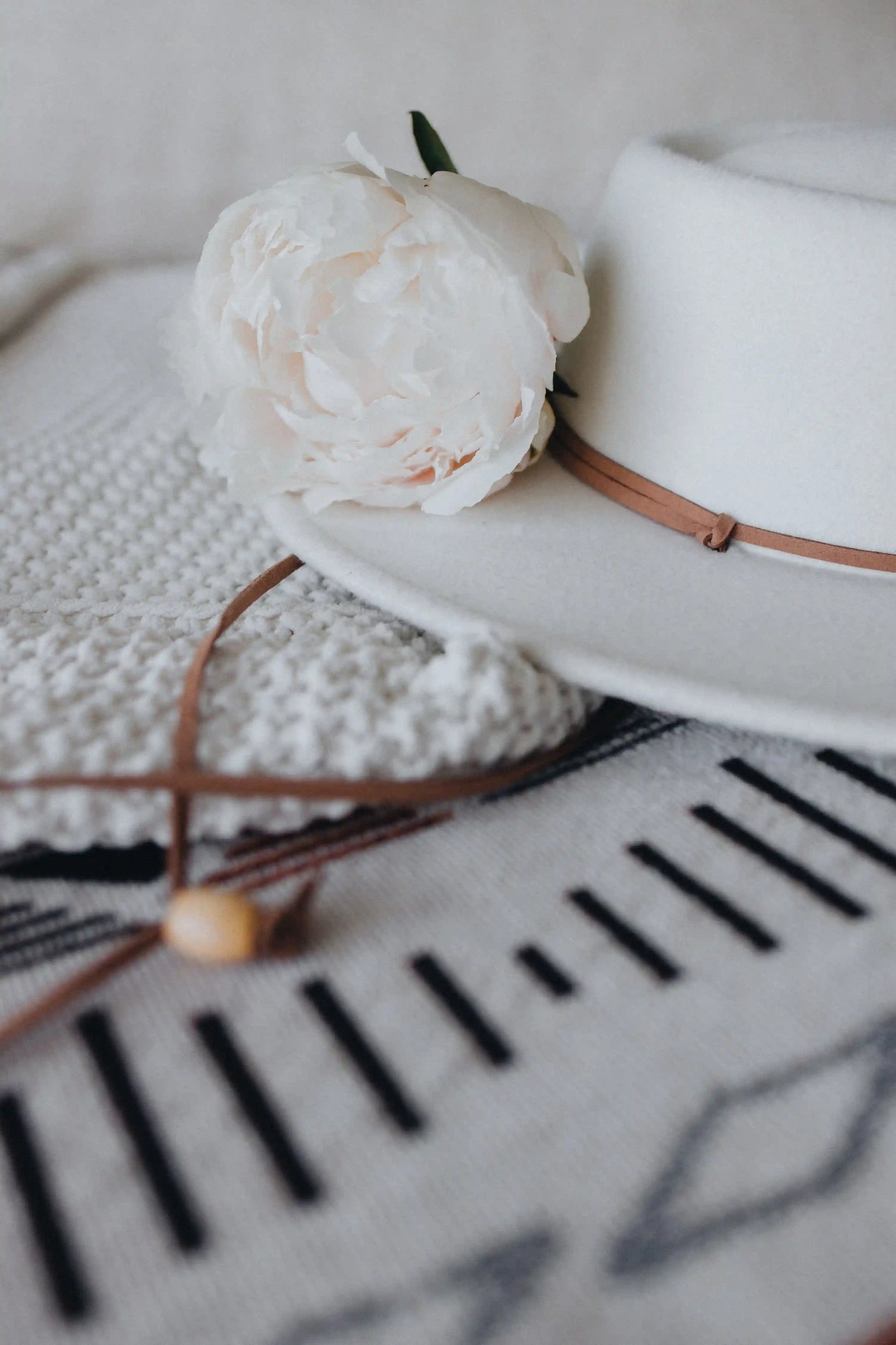 White peonies in a clean arrangement, grown locally and styled for summer