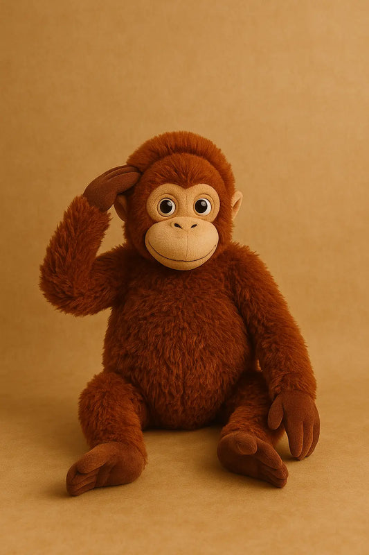 Cute brown monkey plush toy giving a salute – perfect for kids or baby gifts from Kvetka Flower

